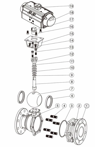 Pneumatic Flanged Ball Valves Drawning Pneumatic Flanged Ball Valves Drawning