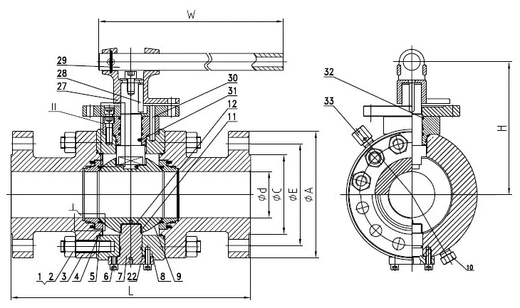API 607 Ball Valve Technical Drawning API 607 Ball Valve Technical Drawning